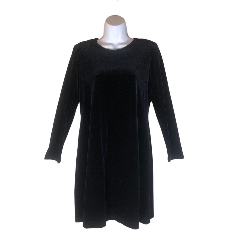 Vintage Ronni Nicole Petite Black Long Sleeve Velvet Mini Dress 90s Y2K Goth 10P